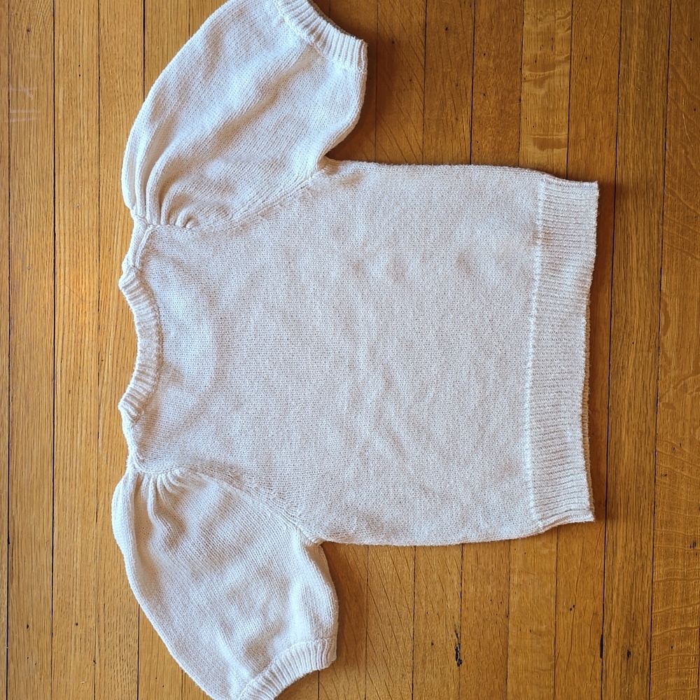 525 America Puff Sleeve Cropped Sweater, Cream, EUC, Women's S - Picture 2 of 12